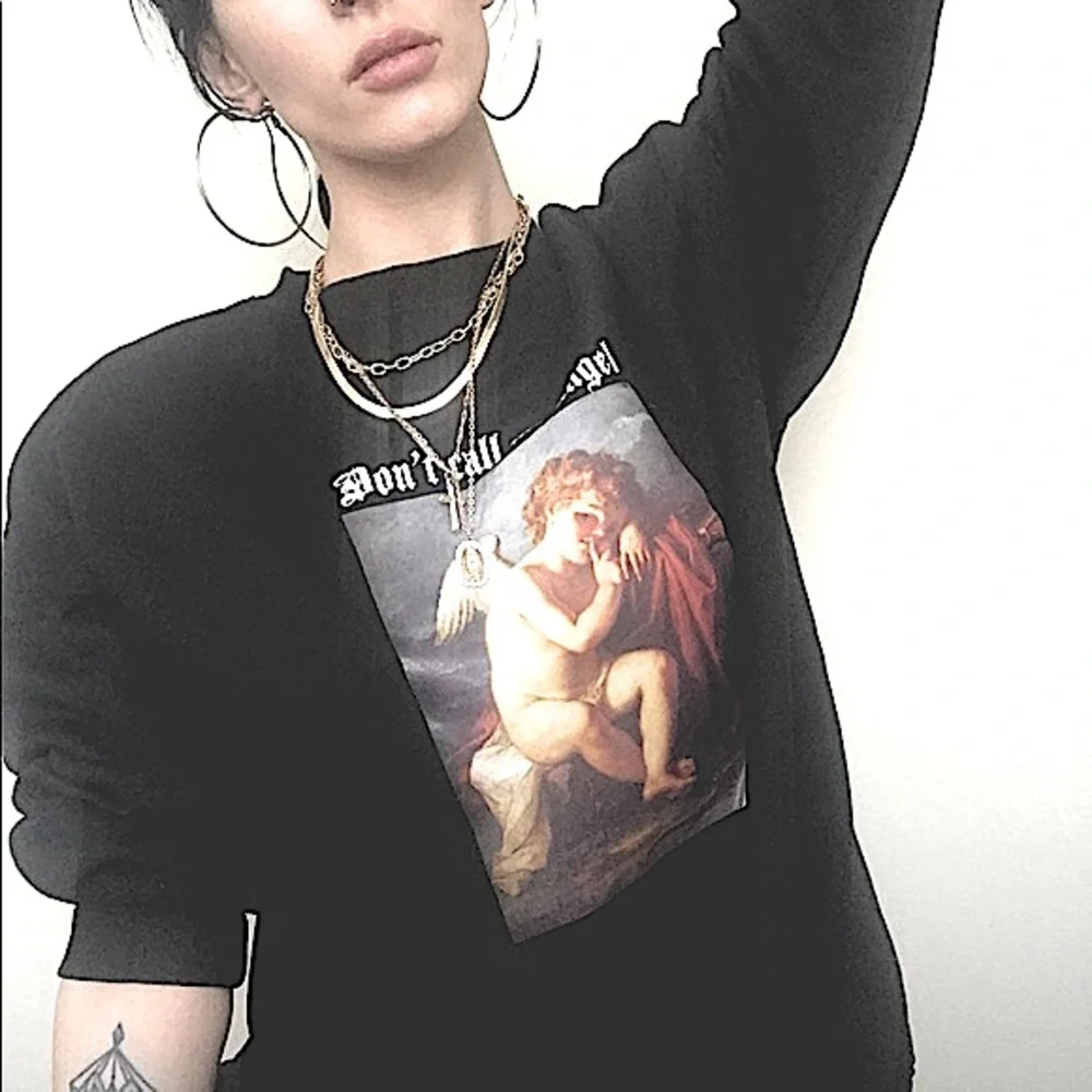 “Don’t Call Me Angel” Cherub Graphic Sweatshirt - Picture 5 of 11